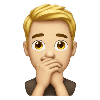 man, anxious, hands over mouth sticker