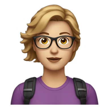 30 year old white woman short light brown hair with a bike helmet and glasses sticker