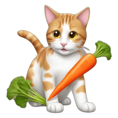 tabby-calico-cat-playing-with-carrot sticker