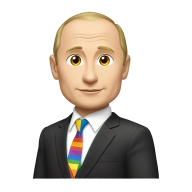 Vladimir Putin holding an LGBTQA+ flag sticker