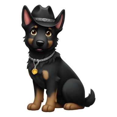 All black German shepherd cowboy  sticker