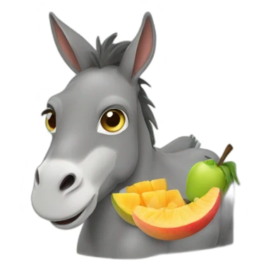 Donkey eating fruit sticker