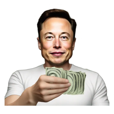 ELON MUSK WITH DOLLARS IS HIS HANDS sticker