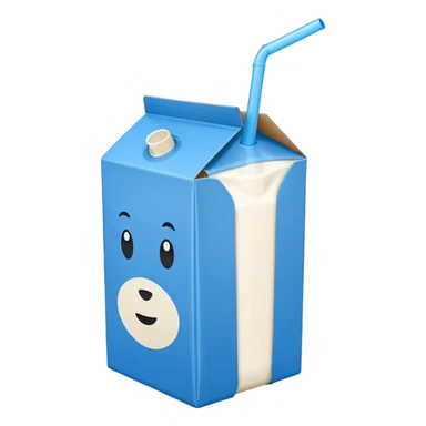 blue milk carton with a straw sticker