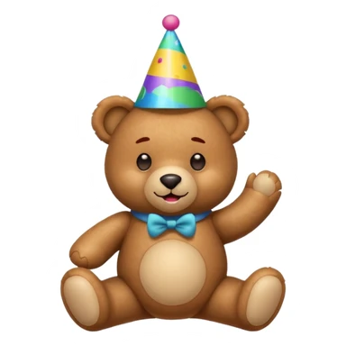Teddy bear with an party hat sticker
