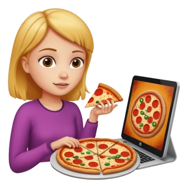 a girl looking in her computer and in the ocmputer you can see food so sho the computer screen sticker
