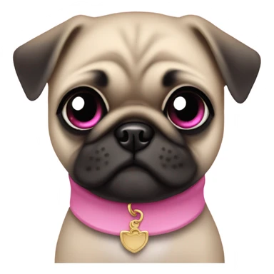Baby pug with big pink
 eyes and pink collar
 sticker