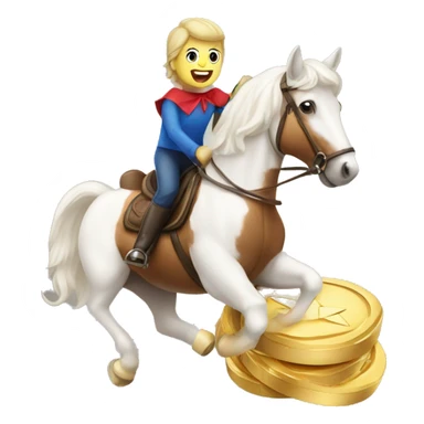 Gold medal winning marshmallow riding a horse sticker