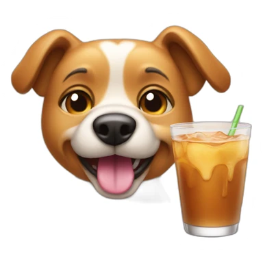 caramel dog with glass of drink sticker