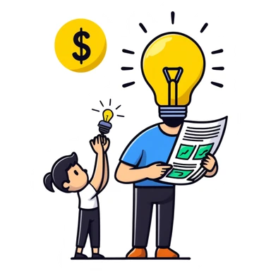 smart entrepreneur with business plan and lightbulb sticker