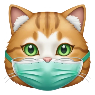 Cat in surgical mask sticker