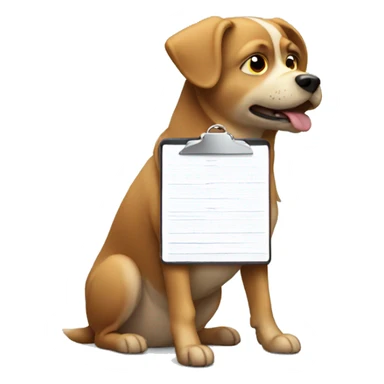 dog with a clipboard sticker