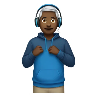 Caseoh wearing blue hoodie and headset sticker