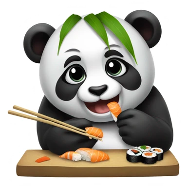 panda eating sushi sticker