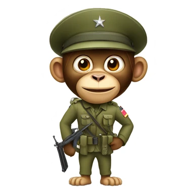 A funny soldier monkey sticker