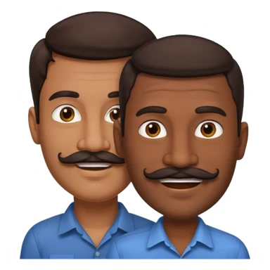 Gay couple. Tall dark indian man with mustache and shorter white man with dark brown hair. sticker