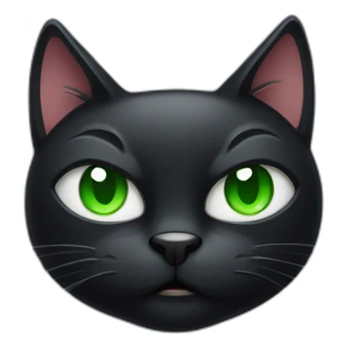 angry black cat with squinted green eyes sticker