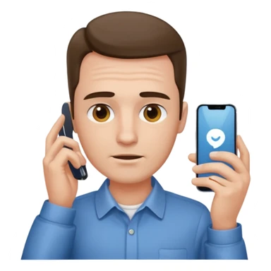 a guy holding a phone horizontally on his forehead like it was a card sticker