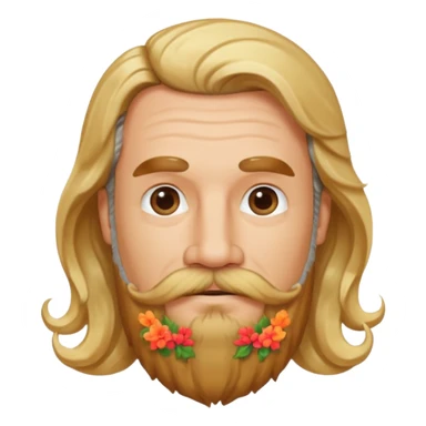 MID AGE MAN WITH LONG BLOND & bROWN WAVY HAIR, MOUSTACH AND BEARD sticker
