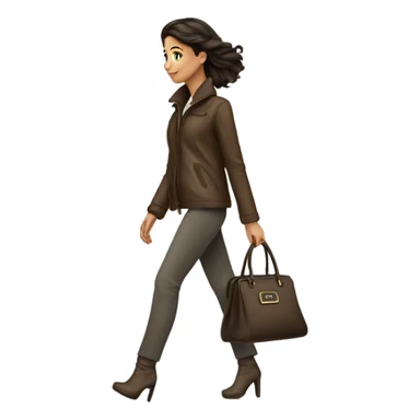 Brunette Fashion girl walking right with handbag  sticker