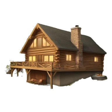 pretty wood cabin with porche sticker