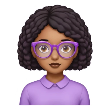 A brown girl with coily black hair with lavender glasses  sticker