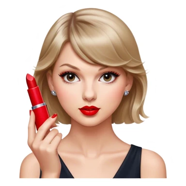 taylor swift holding small red lipstick sticker