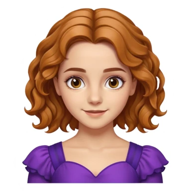 big biceps, muscled torso, very beautiful italian happy girl, looking like Emma Watson, with wavy bright hazelnut hair, dressed in a beautiful violet costume sticker