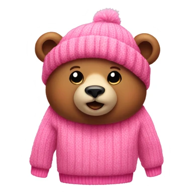 A bear with a pink winter sweater  sticker