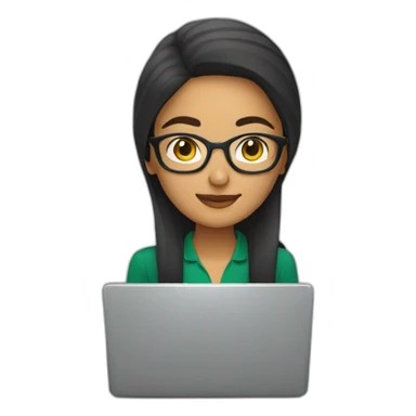 pakistani women working on a laptop with glasses sticker