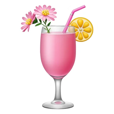 Pink Mimosa drink with flower  sticker