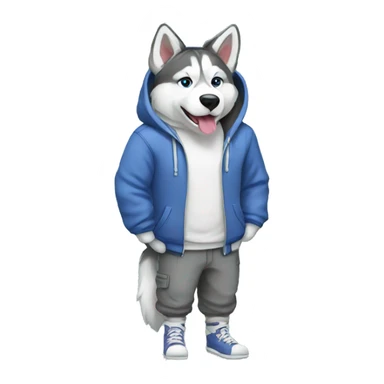 realistic husky full body in a hoody  sticker