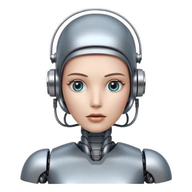 A female robot with a sexy body and power surging out of her brain sticker