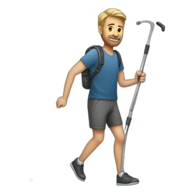 english man with crutches sticker