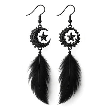goth earrings with black feather, ethereal gothic, lightweight sticker