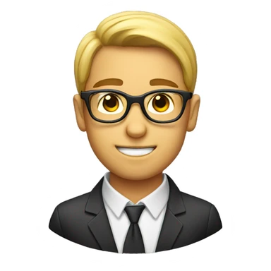 male nerd with rounded eyeglass sticker