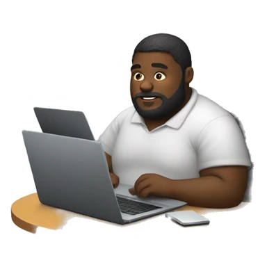 black fat person with beard using laptop sticker