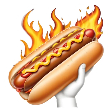 Hand Holding a Flaming Hotdog sticker