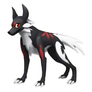 Black Cool Edgy Sergal-Houndoom-Fakémon  with White and Red Edgy markings sticker