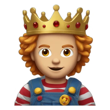 Chucky wearing a golden crown sticker