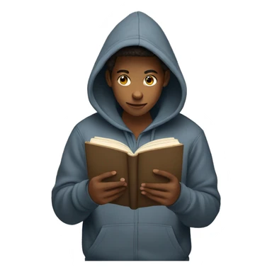 teenager in hoodie reading a book sticker