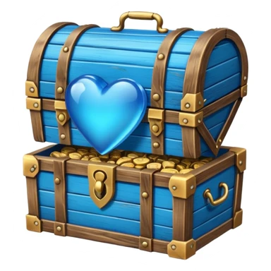 blue heart with a treasure chest sticker