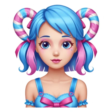candy girl from candyland very long blue-pink mixed candy hair with ribbon and no tattooes sticker