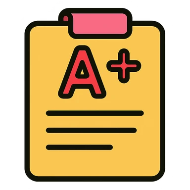 A+ grade on a school report, colorful, cheerful, suitable for celebrating academic achievement sticker