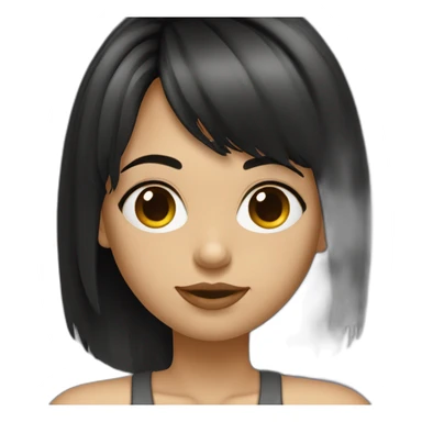 Fille -cheveux a la garçone de couleur noir avec franche et lisse sticker