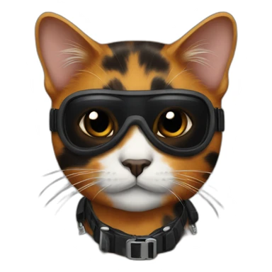Tortoiseshell cat pilot with black face sticker
