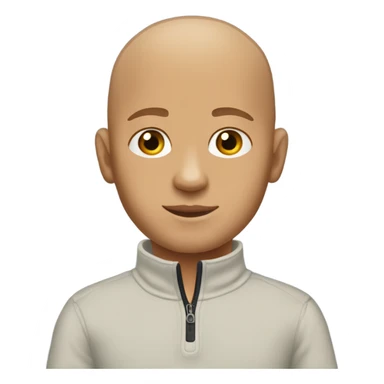 boy with light tanned skin, bald head, no facial hair, wearing a smart quarter zip jumper. sticker
