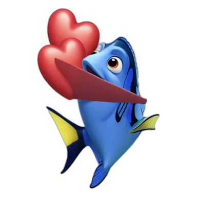 dory holding a heart sticker