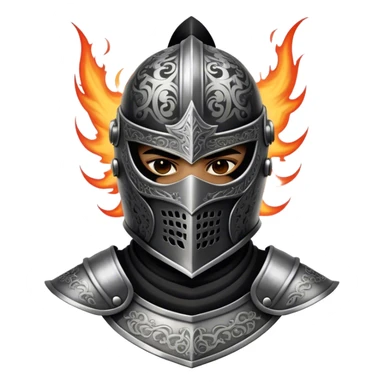 A masked knight with intricate black engravings on his steel helmet, eyes glowing with fury sticker