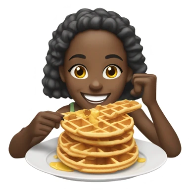 Black girl eating waffles  sticker